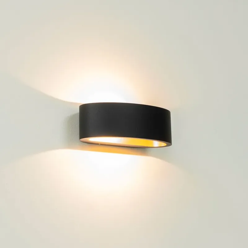 Artdelight Wandlamp Sharp - Zwart/Mat Goud Fabrieksprijs