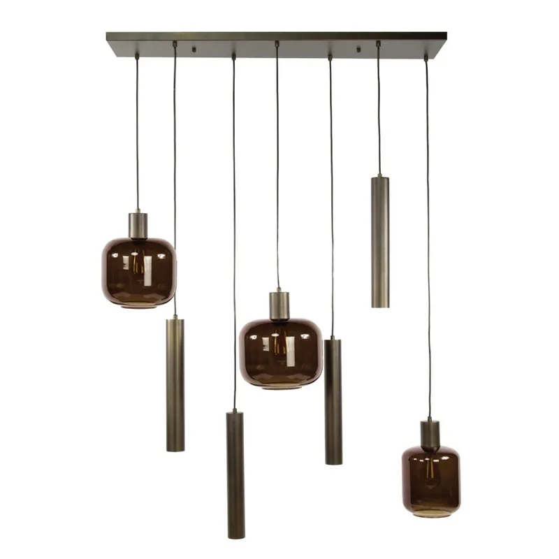 HELDR! Hanglamp Xanthi 7L Brons/Bruin Meest Verkocht