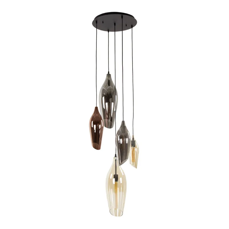 Fabrieksprijs HELDR! Hanglamp Garda 5L Vide - Multicolor