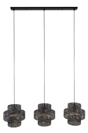 Aanbieding HELDR! Hanglamp Suza 3L - Zwart/Bruin