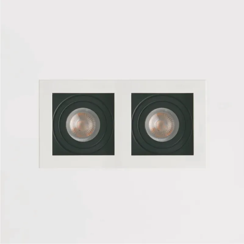 Lighting Collection Inbouwspot Grid 2L - Zwart/Wit Nieuw