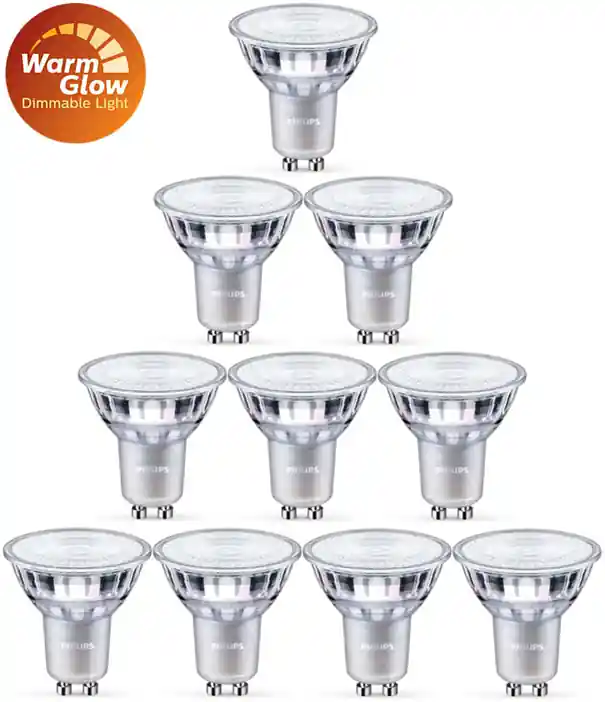 Philips 10 stuks GU10 Led 3,7W 2200-2700K 355lm - Dim to Warm Hete Deal