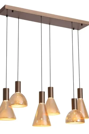 Searchlight Hanglamp Cannes 6L - Latte/Amber Laatste Kans