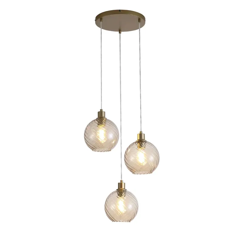 Searchlight Hanglamp Radiance 3L Rond - Goud/Champagne Betrouwbaar