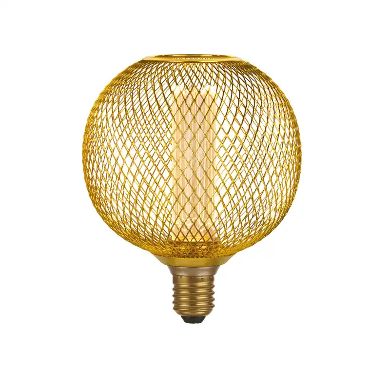 Seizoensaanbieding Searchlight E27 Led Wire Globe Goud Rond 3W 1800K 120lm - Dimbaar
