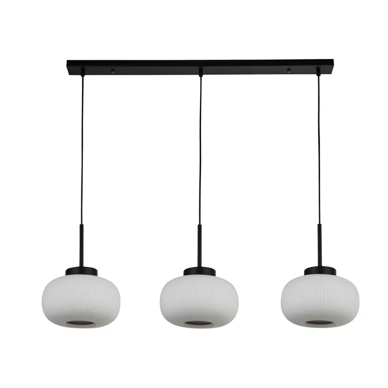 Searchlight Hanglamp Lumina 3L - Zwart/Wit Koopje