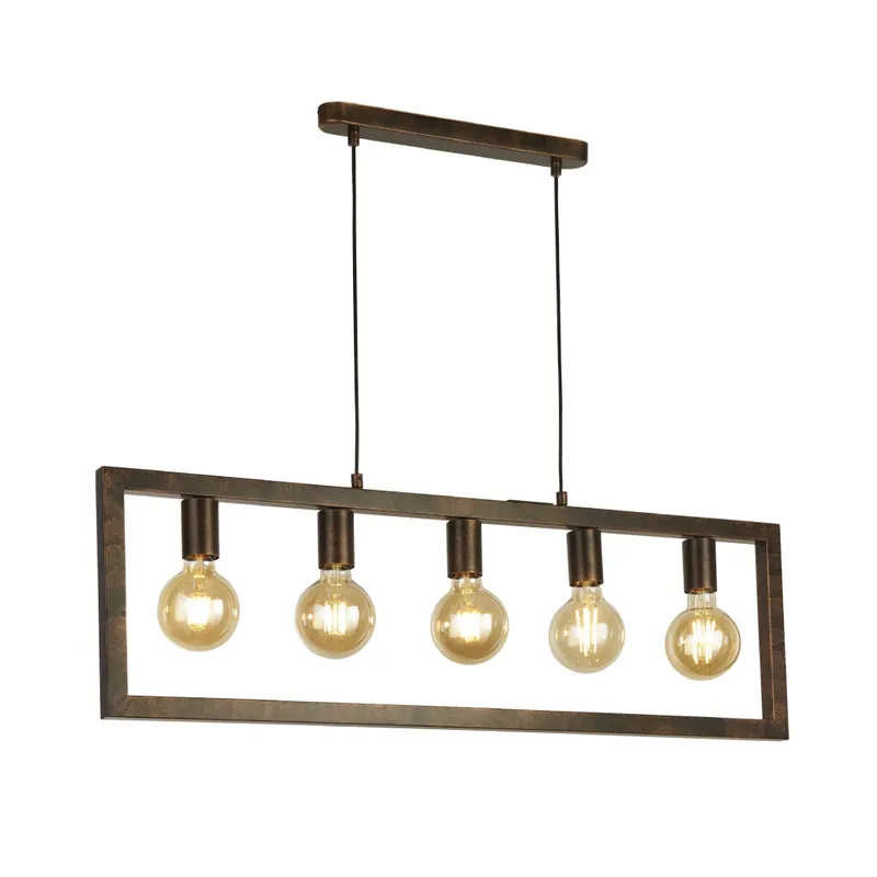 Shop Nu Searchlight Hanglamp Oblong 5L - Roestbruin
