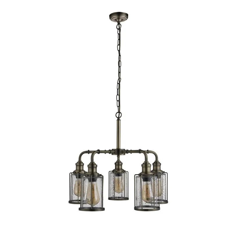 Searchlight Hanglamp Pipes 5L Antiek Brons Rechtstreeks Van De Fabrikant