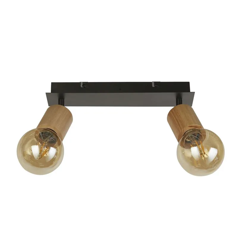 Shop Nu Searchlight Plafondlamp Spinny 2L - Zwart/Hout