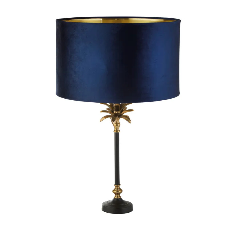 Searchlight Tafellamp Palm - Brons/Donker Blauw Gratis Retour