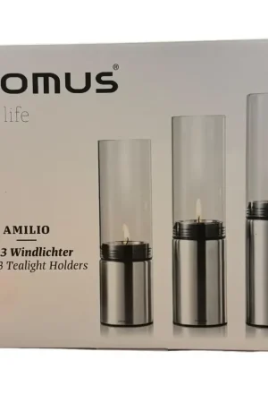 Theelichthouder amilio rvs glas a3 Korting