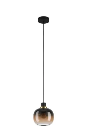 Seizoensaanbieding EGLO Oilella Hanglamp - E27 - 19 cm - Amber glas - Zwart Geelkoper