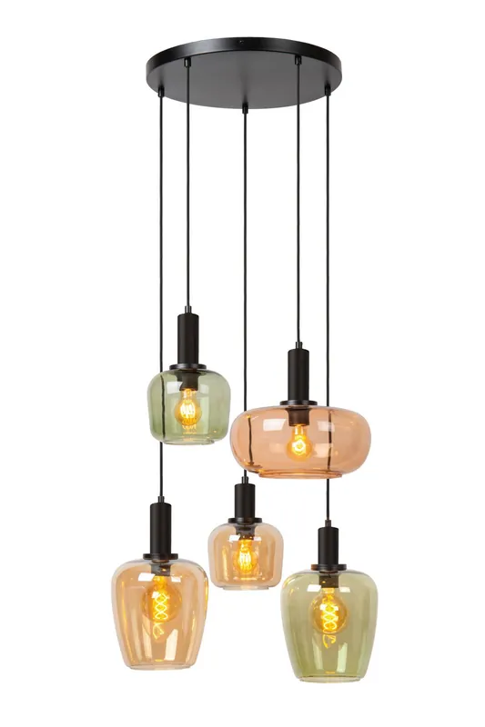 Lucide ILONA - Hanglamp - 5xE27 - Zwart Laatste Kans