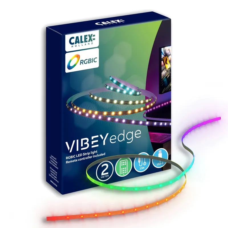 Rechtstreeks Van De Fabrikant Calex Vibey LED Strip USB - 2M - RGBIC + CCT
