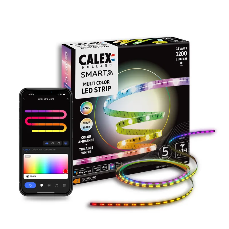 Aanbieding Calex Smart LED Strip - 5M - RGBIC
