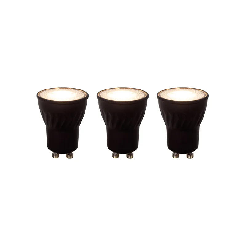 Finale Uitverkoop Lucide MR11 * 3 - Led lamp - Ø 3,5 cm - LED Dimb. - GU10 (MR11) - 3x3,8W 2700K - Zwart - Set van 3