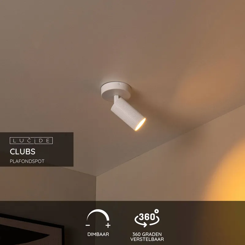 Lucide CLUBS - Plafondspot - 1xGU10 - Wit Koop Online