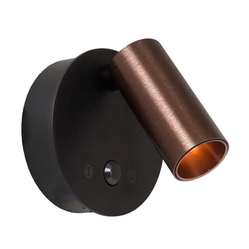 Lucide TONI - Oplaadbare Wandspot / Wandlamp - Accu/Batterij - Ø 8,1 cm - LED Dimb. - CCT - 1x2W 2700K/4000K - Bewegingssensor (uitschakelbaar) - Magnetisch - Koffie Koopje