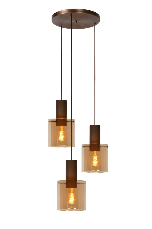 Lucide TOLEDO - Hanglamp - 3xE27 - Amber Bestel Nu