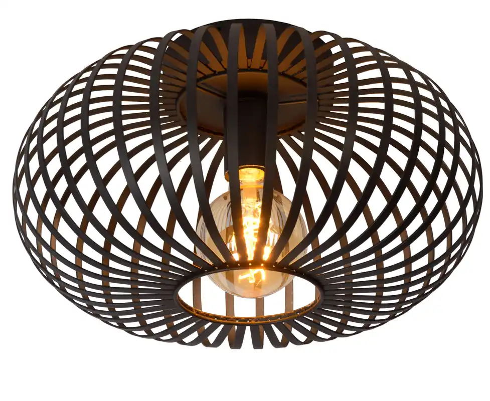 Snelle Levering Lucide MANUELA - Plafonnière - Ø 39,5 cm - 1xE27 - Zwart