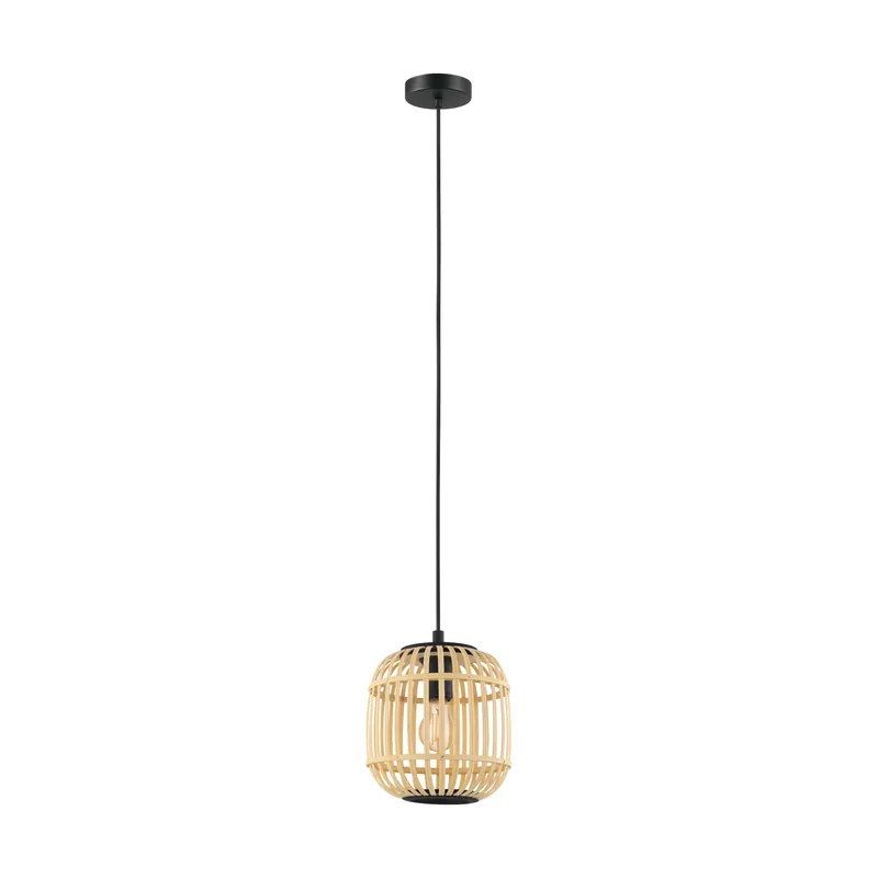 Veilige Betaling EGLO Bordesley Hanglamp - 1 lichts - Ø21cm. - E27 - Zwart natuur