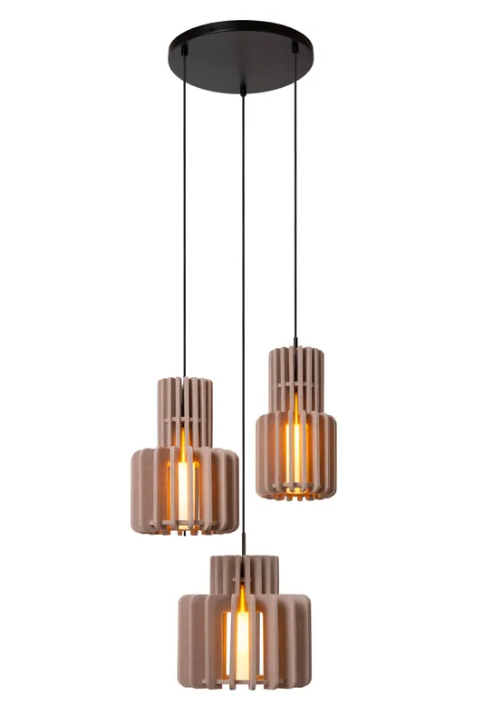 Populair Lucide ROLLO - Hanglamp - 3xE27 - Taupe