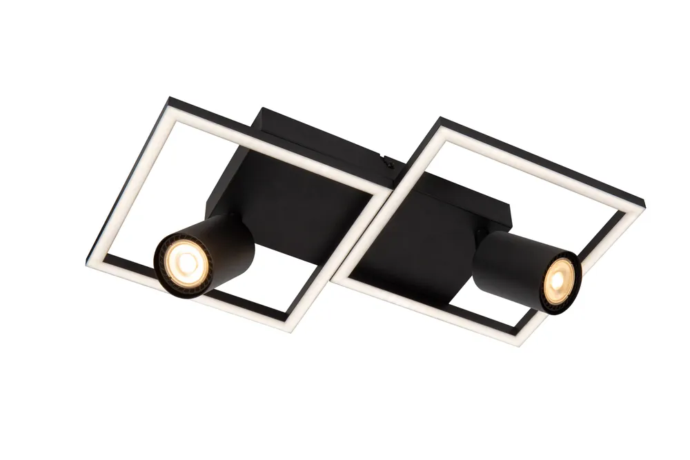 Laatste Kans Lucide ARIANNE - Plafonnière - LED - 2xGeïntegreerde LED - 2xGU10 - Zwart