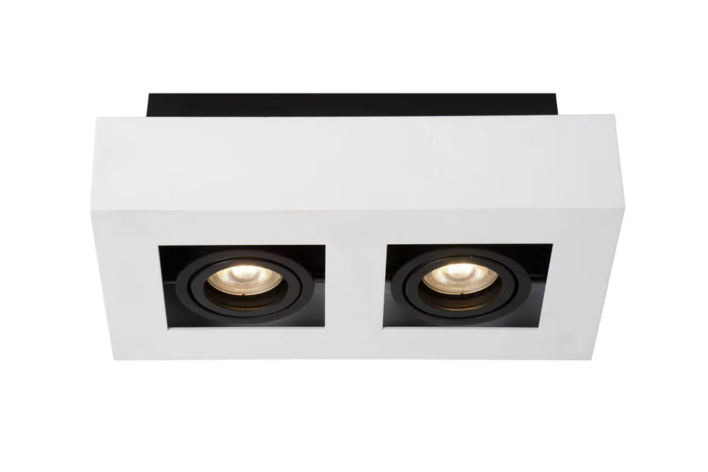 Lucide XIRAX - Plafondspot - LED Dim to warm - GU10 - 2x5W 2200K/3000K - Wit Goedkoop