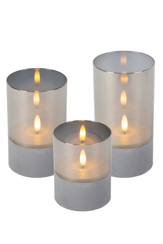 Lucide VELAS - Tafellamp - Batterijen - Ø 8 cm - LED - 3x0,2W 2700K - Fumé (set van 3) Premium