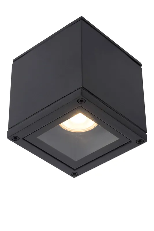 Lucide AVEN - Plafondspot Badkamer - 1xGU10 - IP65 - Zwart Hete Deal