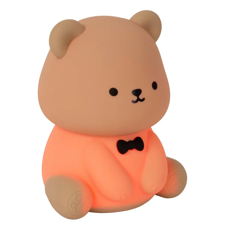 Lucide PINCHA BEAR - Oplaadbare Tafellamp Kinderkamer - Accu/Batterij - LED 3 StepDim - 1x0,5W 2100K - RGB - Bruin Essential Koop Vandaag