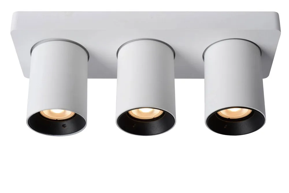 Koopje Lucide NIGEL - Plafondspot - LED Dim to warm - GU10 - 3x5W 2200K/3000K - Wit