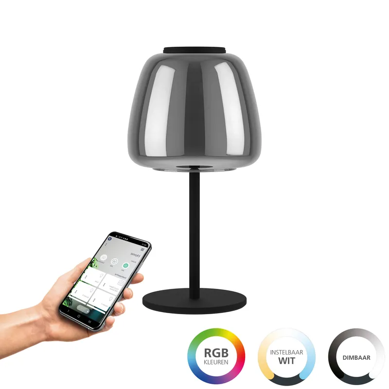 EGLO Connect connect.z Alfero-Z Tafellamp - RGB - Staal Glas - Zwart Chroom Bestel Nu