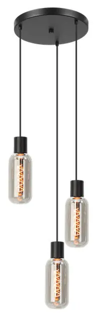 Korting EGLO Majone Hanglamp - E27 - Ø 30 cm - Zwart Grijs - Smoke Glas - Rookglas