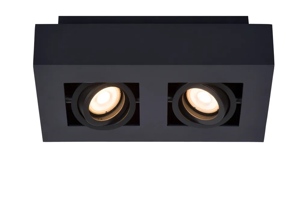 Nieuw Lucide XIRAX - Plafondspot - LED Dim to warm - GU10 - 2x5W 2200K/3000K - Zwart