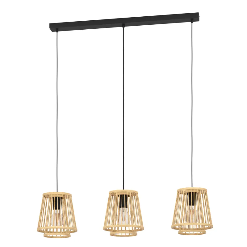 EGLO Hykeham Hanglamp - E27 - 91 cm - Staal Bamboe - Zwart Bruin Gereduceerde Prijs