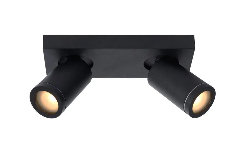 Lucide TAYLOR - Plafondspot Badkamer - LED Dim to warm - GU10 - 2x5W 2200K/3000K - IP44 - Zwart Nu Kopen