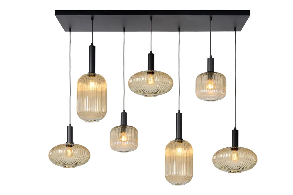 Lucide MALOTO - Hanglamp - 7xE27 - Amber Dagaanbieding