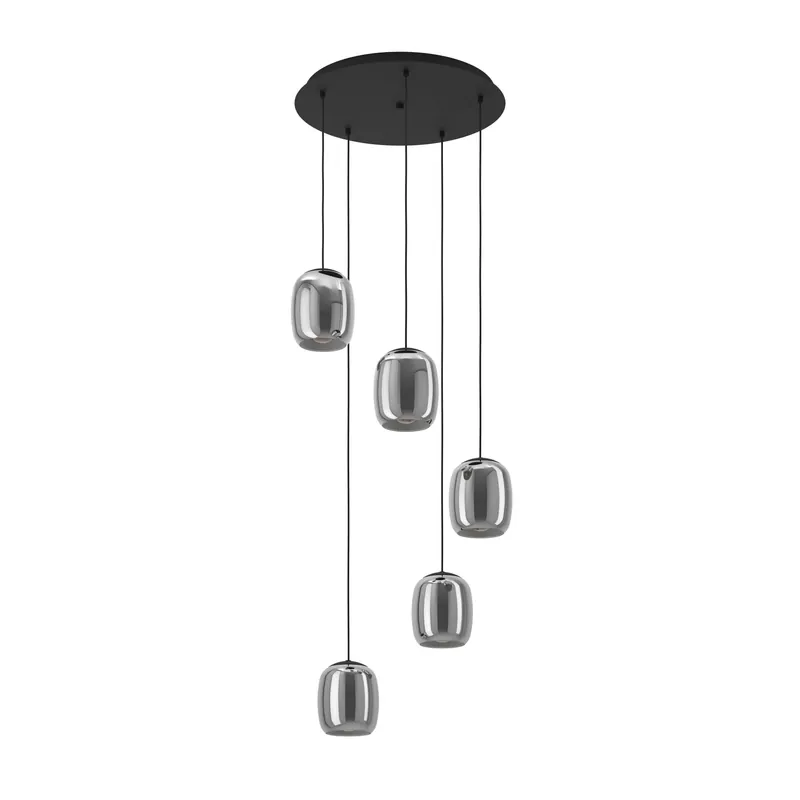 Fabrieksprijs EGLO Ciampino Hanglamp - E27 - Ø 54 cm - Zwart Grijs - Glas