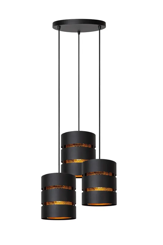 Lucide ROSAS - Hanglamp - Ø43 cm - 3xE27 - Zwart Gereduceerde Prijs