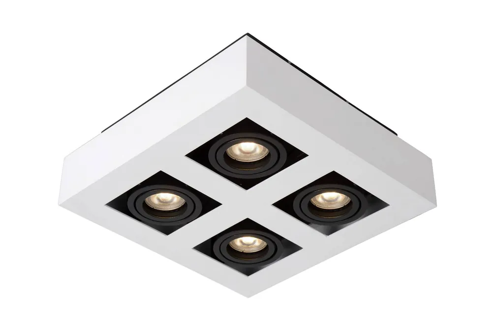 Lucide XIRAX - Plafondspot - LED Dim to warm - GU10 - 4x5W 2200K/3000K - Wit Tijdelijk Beschikbaar