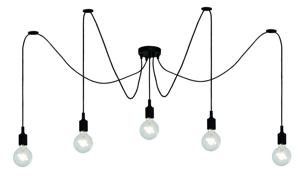 Lucide FIX - Hanglamp - 5xE27 - Zwart Weekendaanbieding