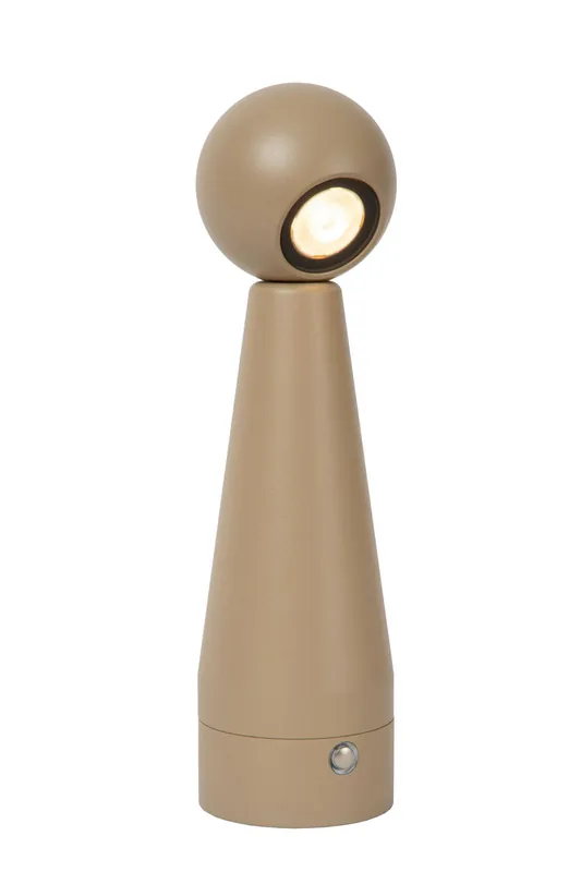 Weekendaanbieding Lucide IPSOS - Oplaadbare Tafellamp - Accu/Batterij - LED Dimb. - 1x3W 2700K - Taupe