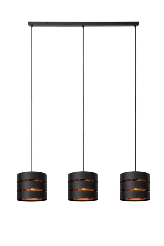 Lucide ROSAS - Hanglamp - 3xE27 - Zwart Laatste Kans
