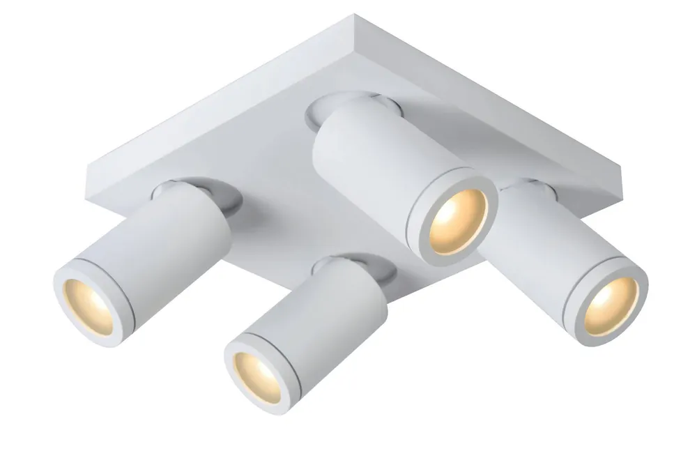 Lucide TAYLOR - Plafondspot Badkamer - LED Dim to warm - GU10 - 4x5W 2200K/3000K - IP44 - Wit Hoge Kwaliteit