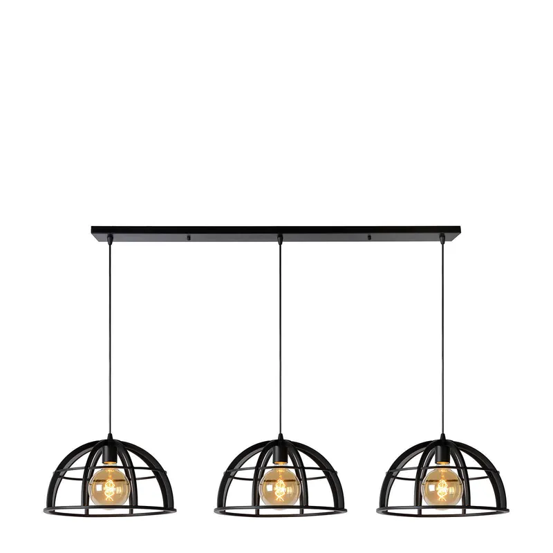 Lucide DIKRA - Hanglamp - Ø 40 cm - 3xE27 - Zwart Speciale Aanbieding