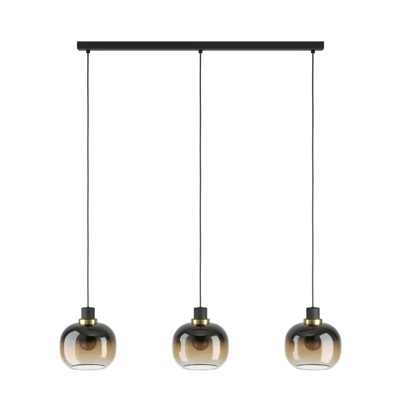 EGLO Oilella Hanglamp - E27 - 95 cm - Amber glas - Zwart Weekendaanbieding