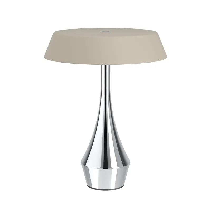 Meest Verkocht EGLO Turcio Tafellamp - Oplaadbaar - 20 cm - Chroom/Zandkleur/Beige - Instelbaar wit licht (warm, neutraal en daglicht) - Draadloos - Dimbaar - Buiten en Binnen