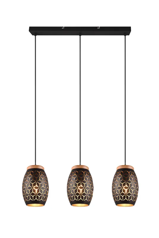 Direct Verzonden REALITY BIDAR - Hanglamp - Zwart-goud - excl. 3x E27 4 W