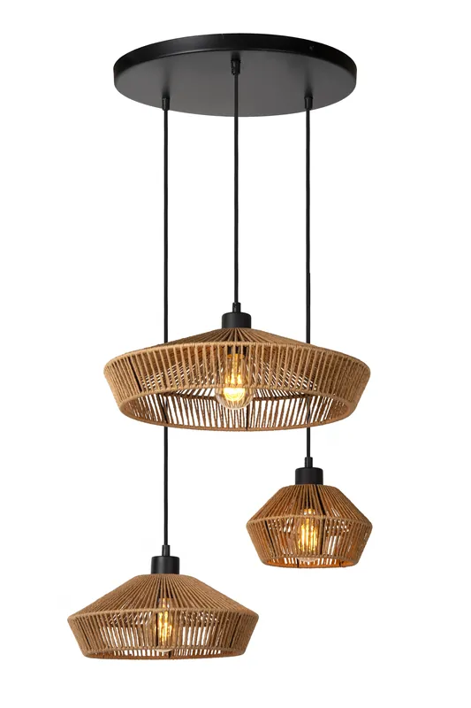 Betrouwbaar Lucide YUNKAI - Hanglamp - Ø 60 cm - 3xE27 - Licht hout